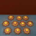 Lotus T-Light Holder Set of 10 - 6in Red or Pink Diwali Diyas