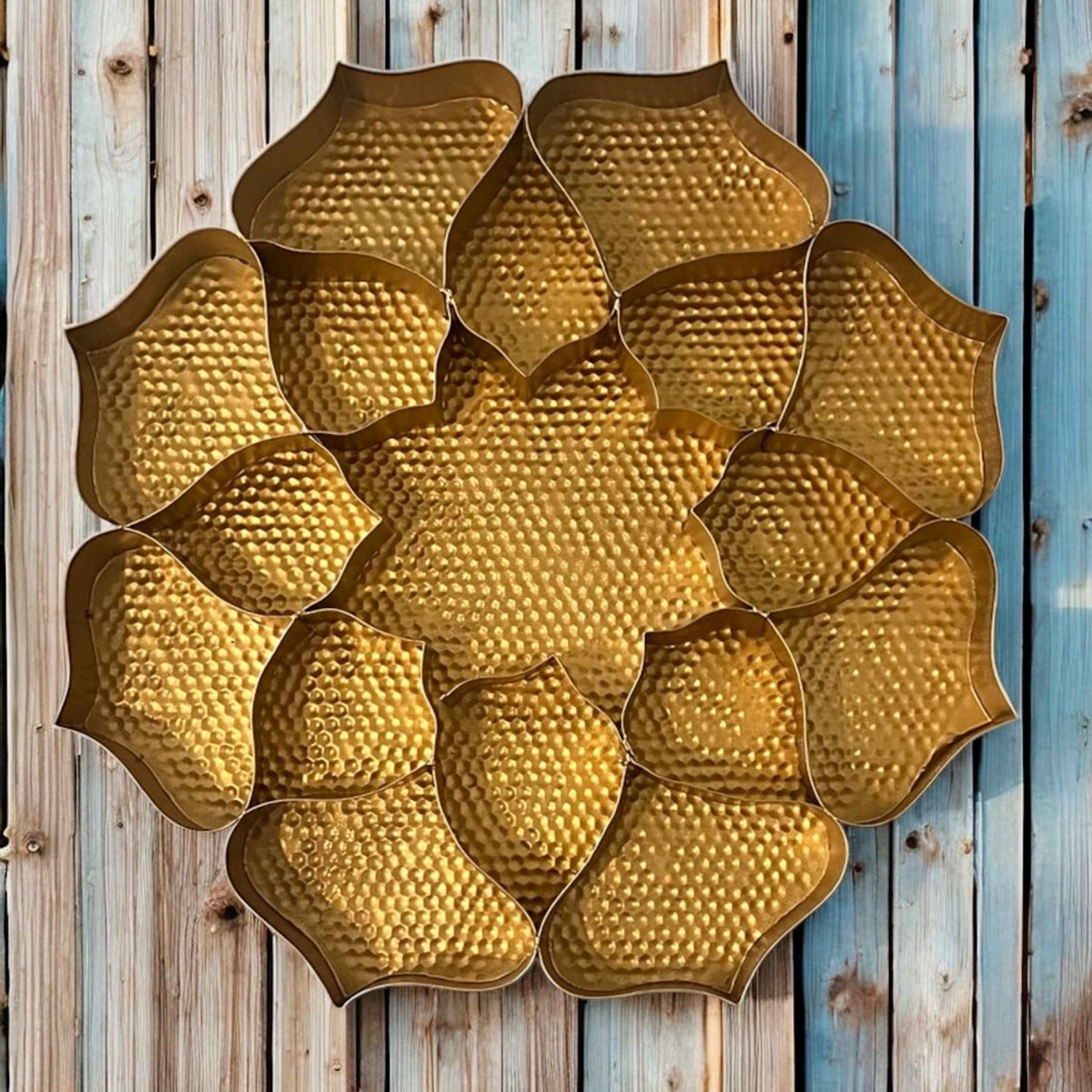18-Inch Gold Lotus Urli Tray – 17 Compartments