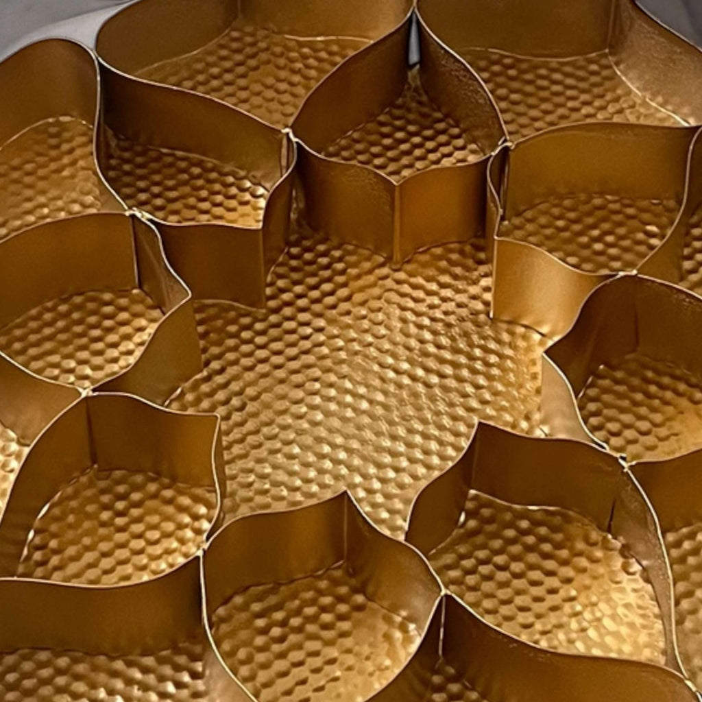 18-Inch Gold Lotus Urli Tray – 17 Compartments