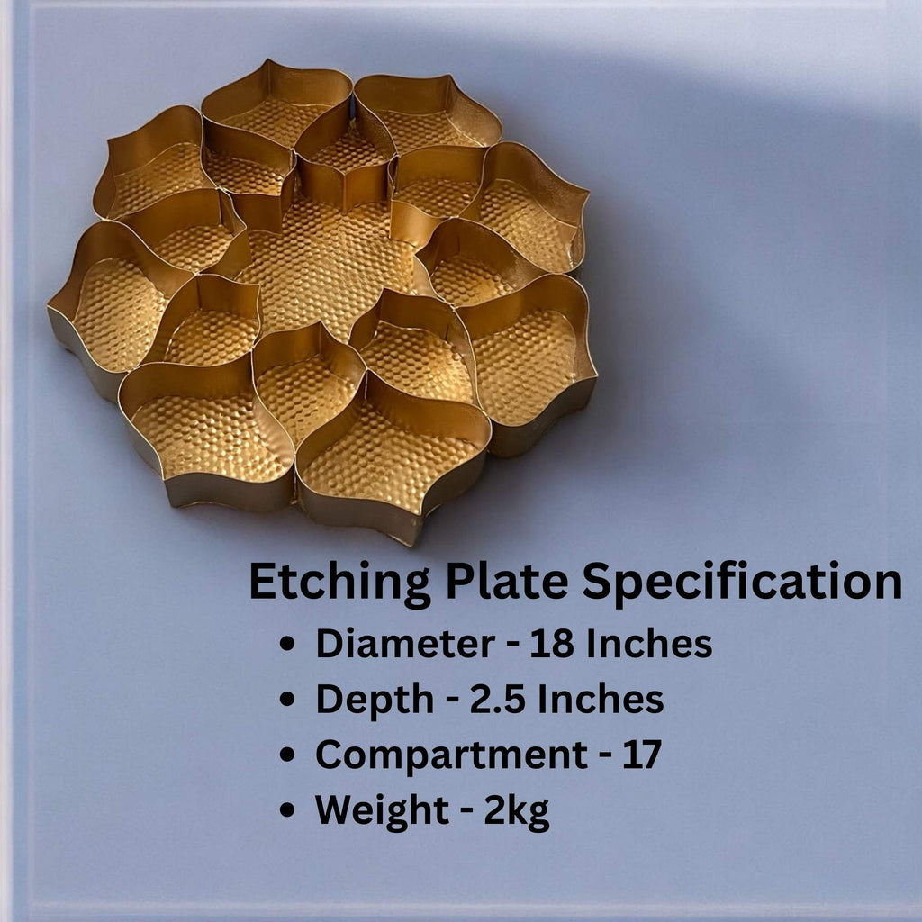 18-Inch Gold Lotus Urli Tray – 17 Compartments