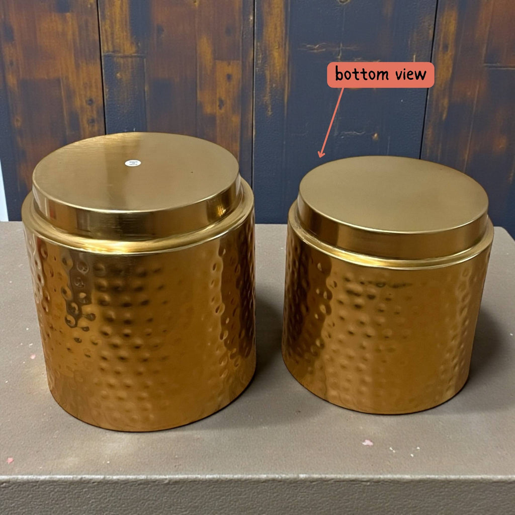 Hammered Gold Planters - Iron, Set of 2 (8 in & 7 in)