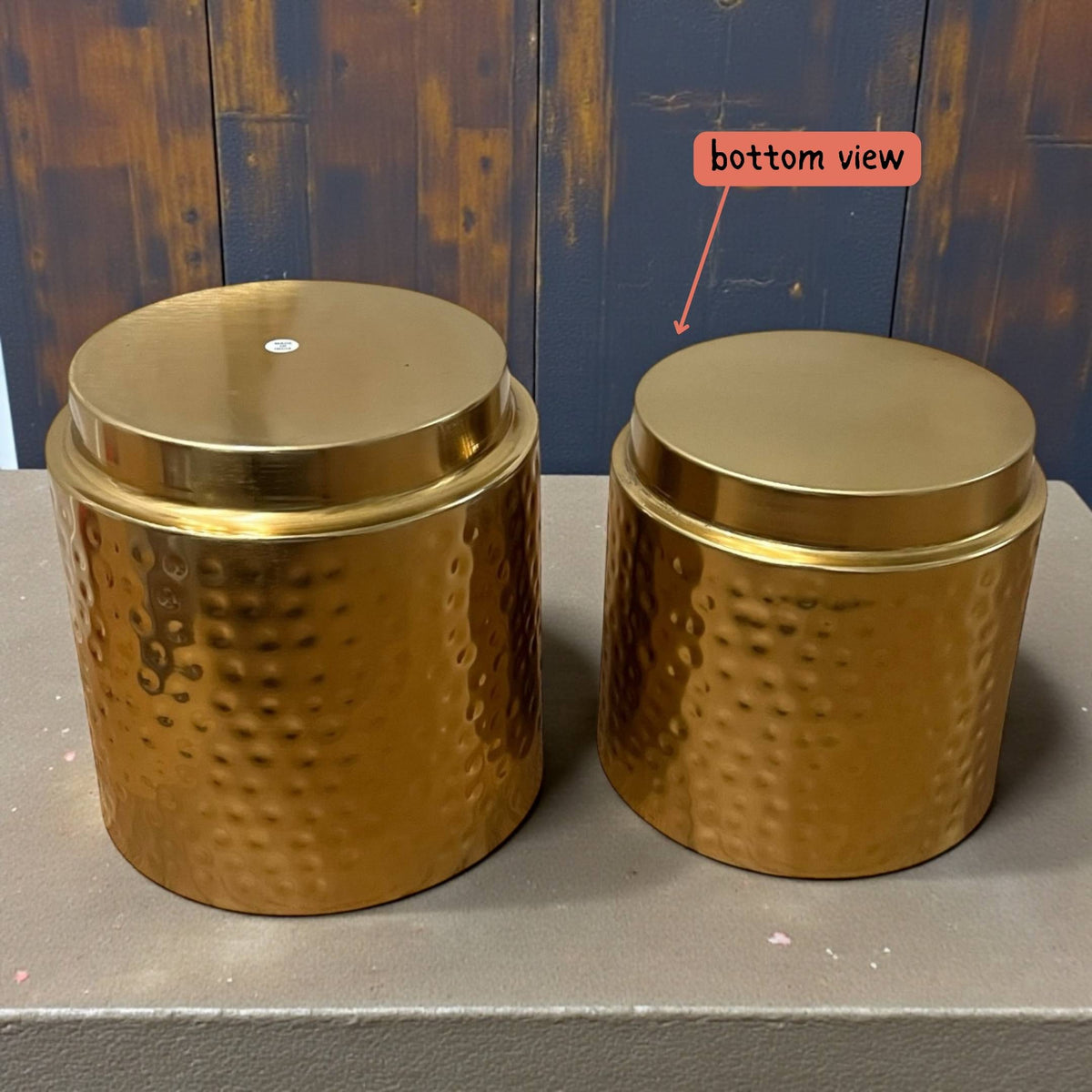 Hammered Gold Planters - Iron, Set of 2 (8 in & 7 in)