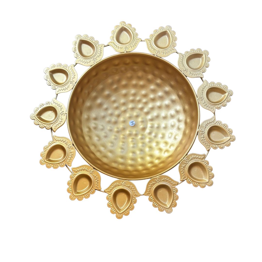 Om Urli Bowls – Set of 3 Ivory & Gold Teardrop Rim Urlis
