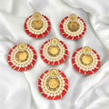 Pearl Beaded T-Light Holders Set of 6 - Red or Pink Velvet