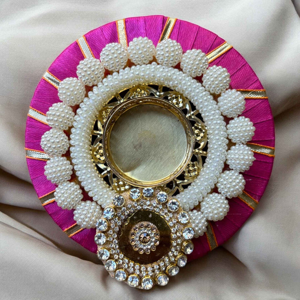 Pearl Beaded T-Light Holders Set of 6 - Red or Pink Velvet
