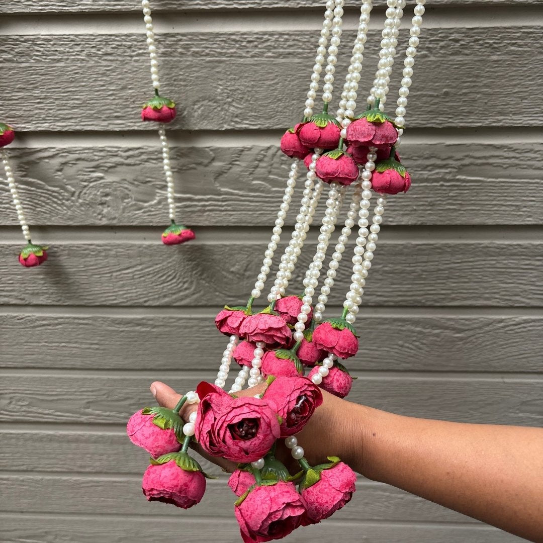 Peony and Pearl Garland Set of 6 - 3FT Wedding and Diwali Strings