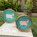 Pichwai Cow Metal Trays - 8 Inches, 10 Inches, or Set of 2