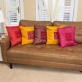 Bandhani Cushion Covers - Set of 5, 16x16 Silk Pillow Covers