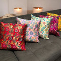 Banarasi Floral Cushion Covers - Set of 5 Silk Blend, 16x16