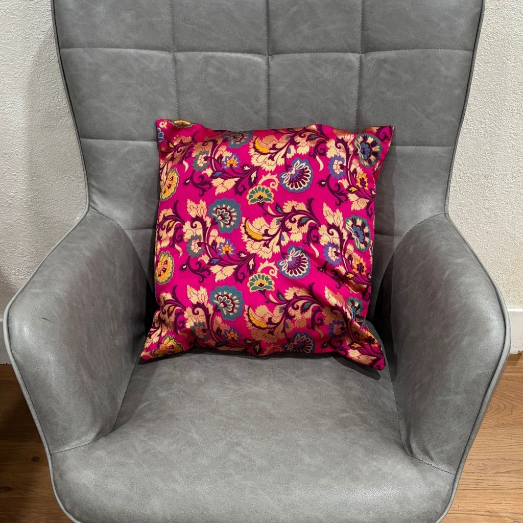 Banarasi Floral Cushion Covers - Set of 5 Silk Blend, 16x16