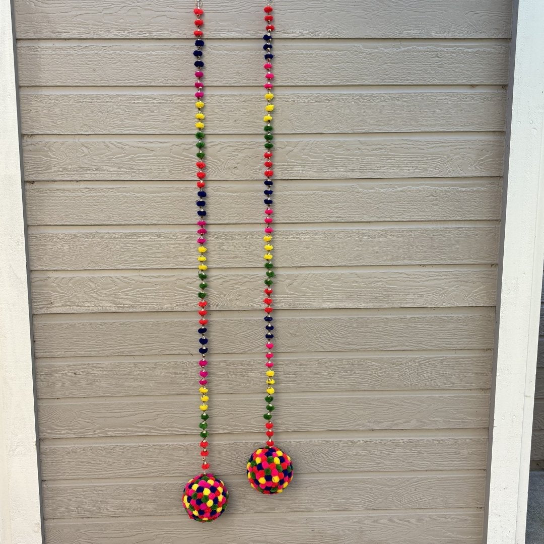 Multicolor Pompom Ball Garland Set of 6 - 6FT Woolen Strings