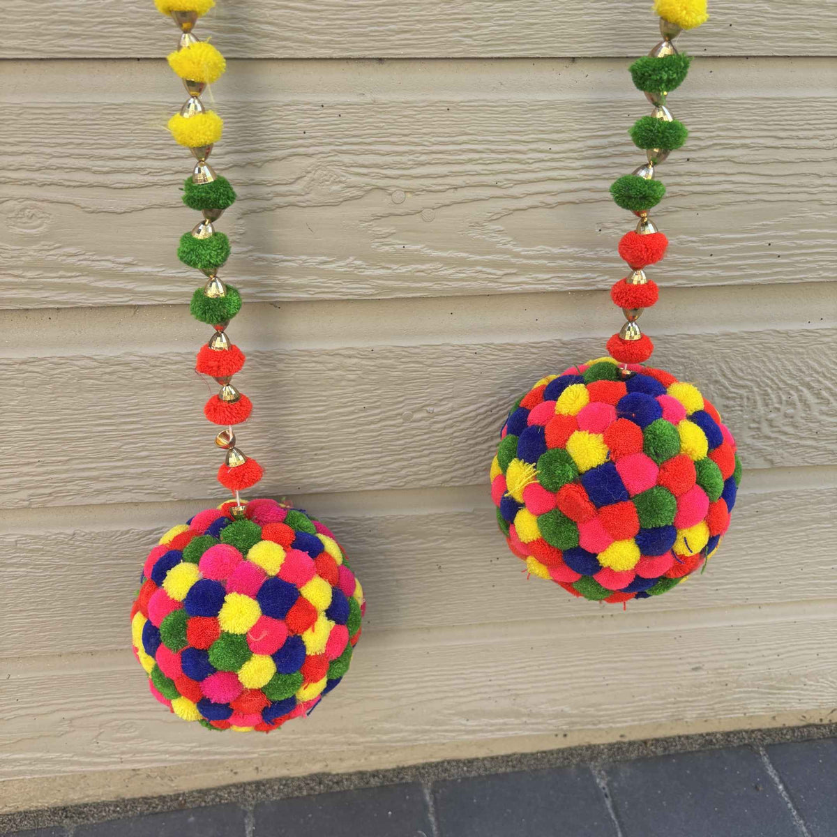 Multicolor Pompom Ball Garland Set of 6 - 6FT Woolen Strings