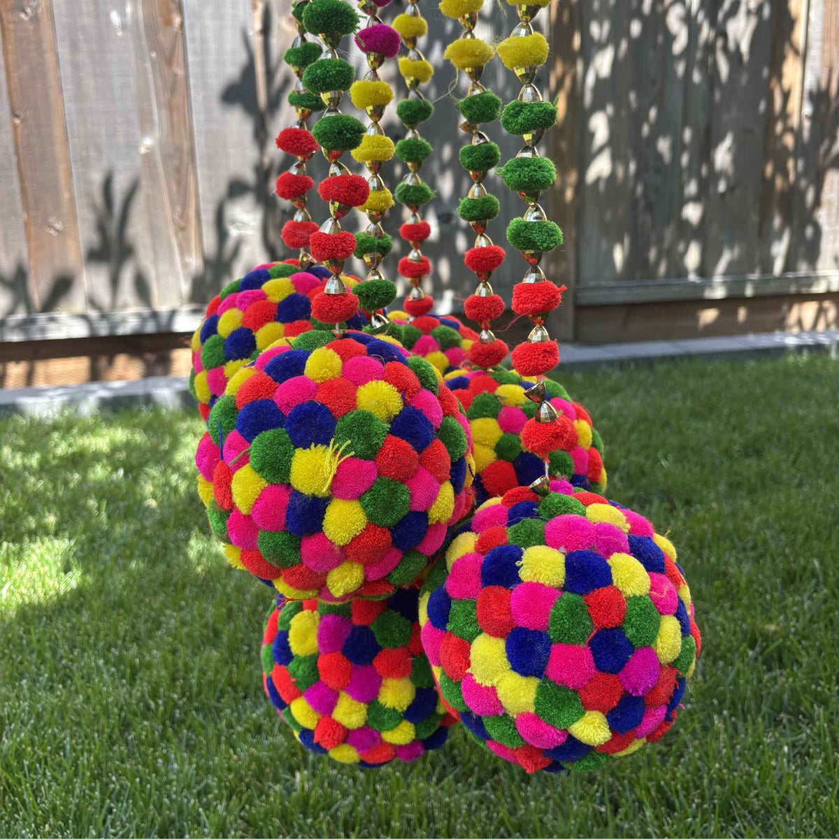 Multicolor Pompom Ball Garland Set of 6 - 6FT Woolen Strings