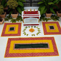 Silk Brocade Pooja Aasan Set - 54x24 Runner & Two 24x24 Mats