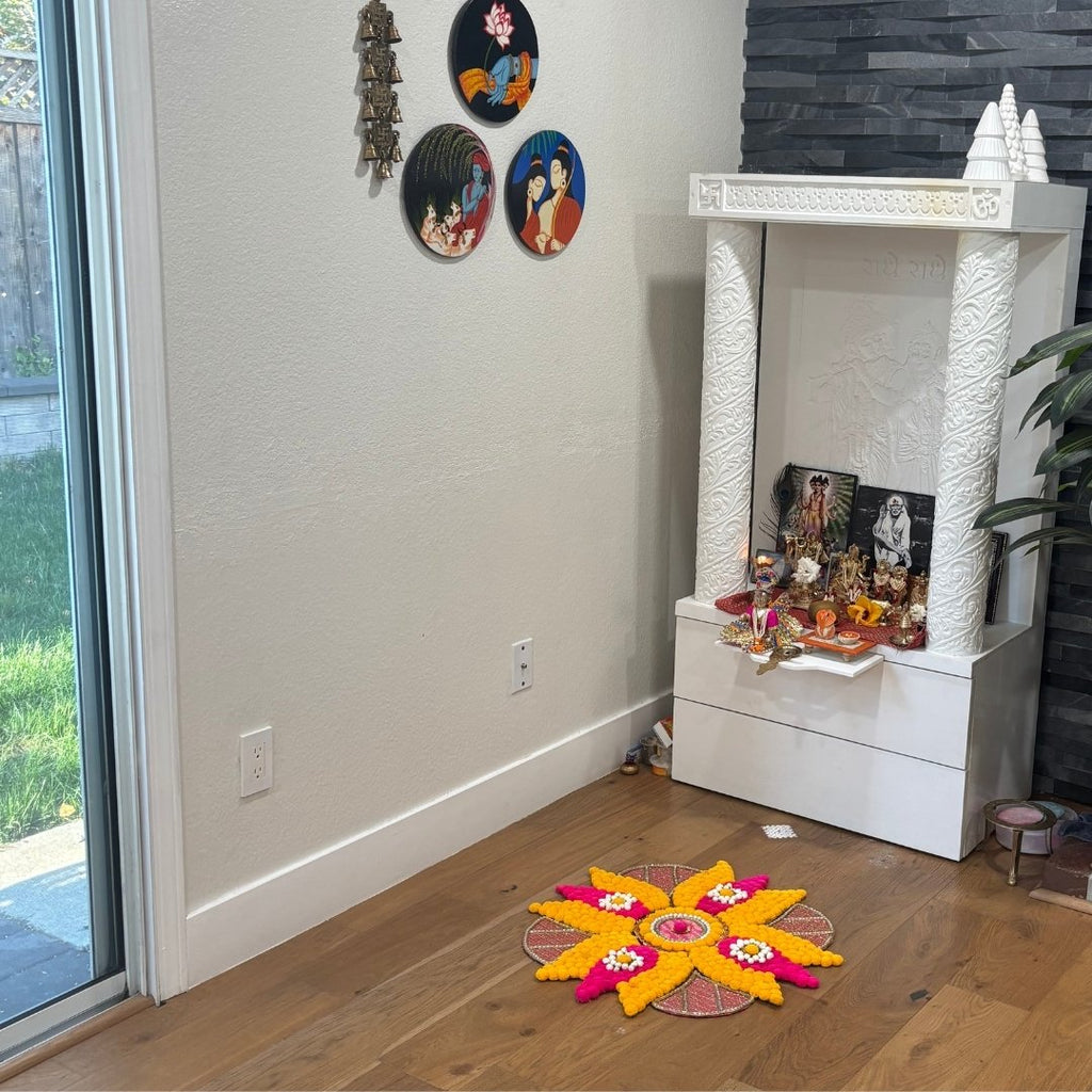 Rangoli Set with Pom Poms & Mirrors - Trishul or Hexagon
