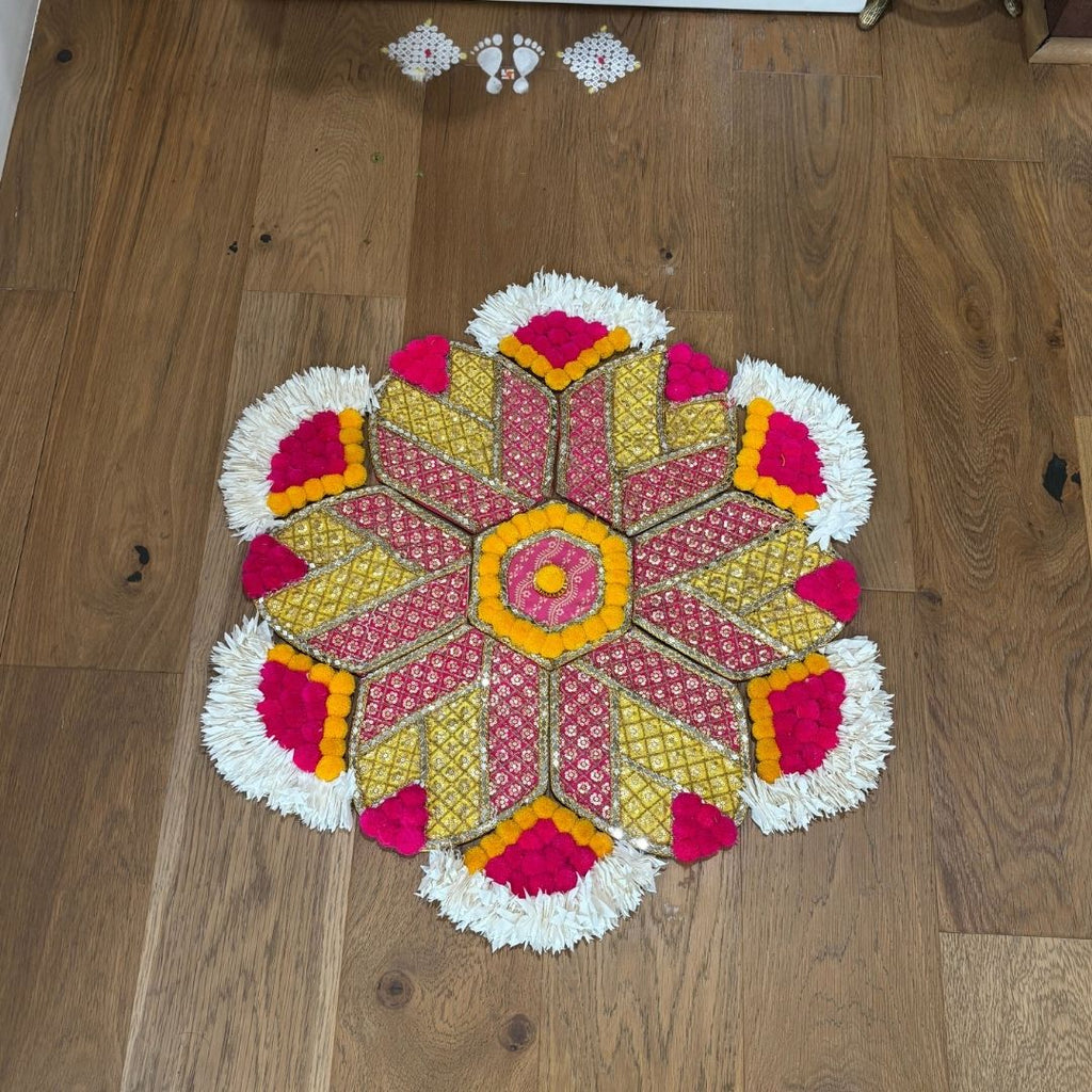 Rangoli Set with Pom Poms & Mirrors - Trishul or Hexagon