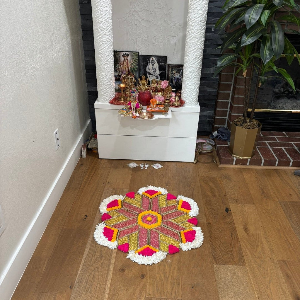 Rangoli Set with Pom Poms & Mirrors - Trishul or Hexagon