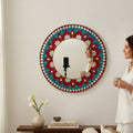 24-Inch Mandala Mirror Wall Art – Red & Teal Lotus