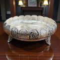 9-Inches Rose Engraved Bowl - Antique Silver Urli