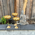 Cutout Lotus Urli Bowls – Set of 3 Standing Urlis, Gold