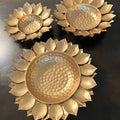 Sunflower Urli Bowls – Set of 3 Gold Petal Rim Urlis