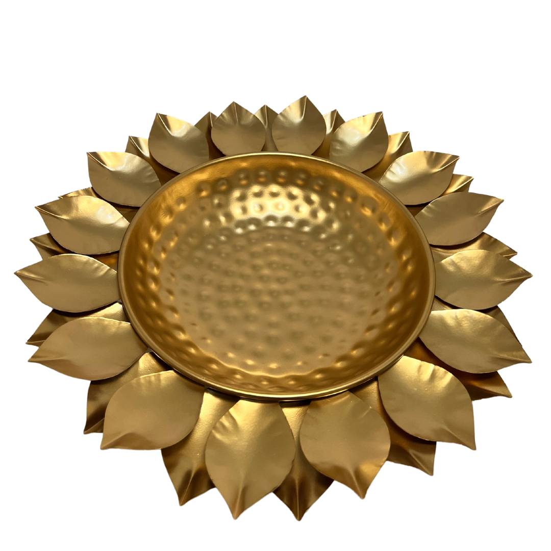 Sunflower Urli Bowls – Set of 3 Gold Petal Rim Urlis
