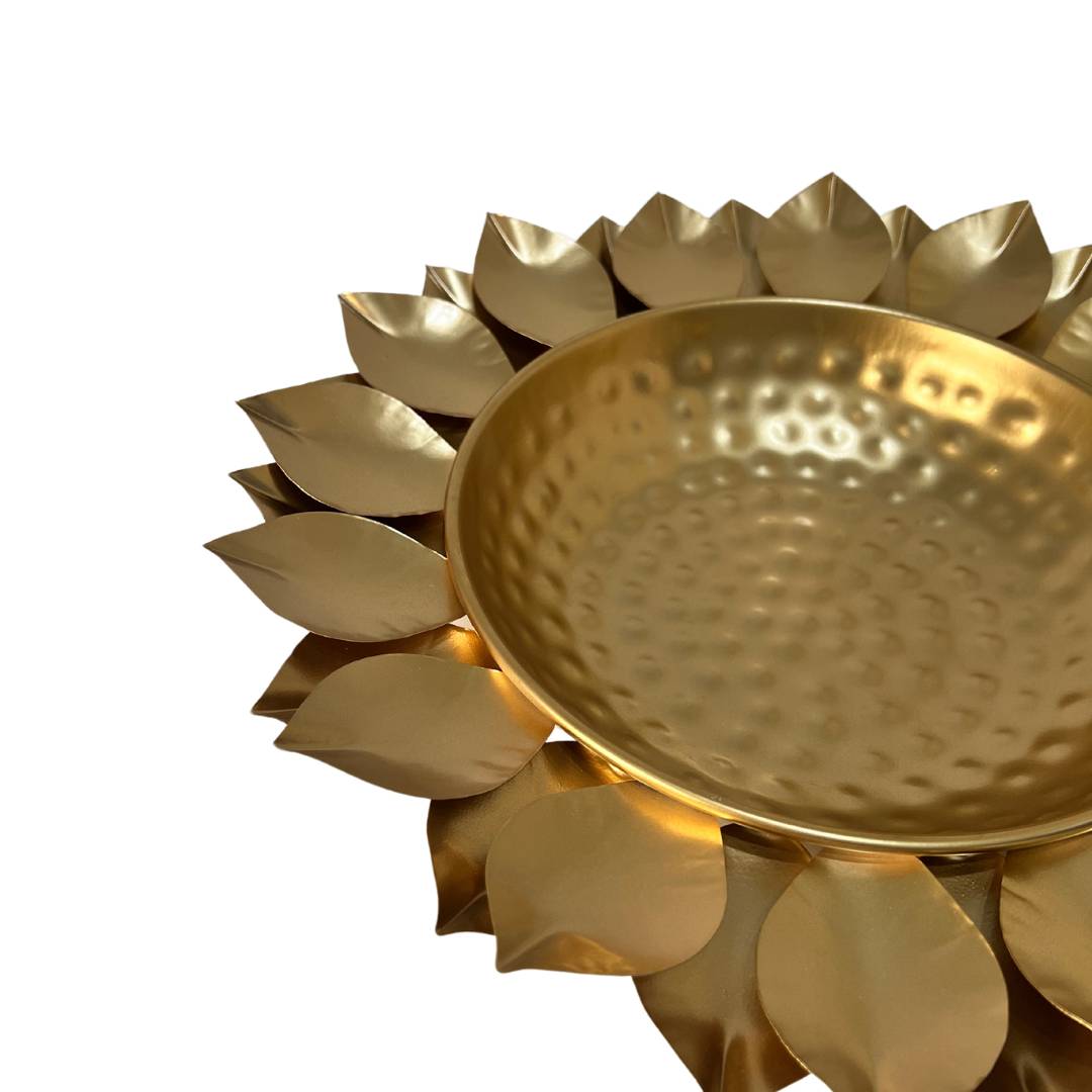 Sunflower Urli Bowls – Set of 3 Gold Petal Rim Urlis