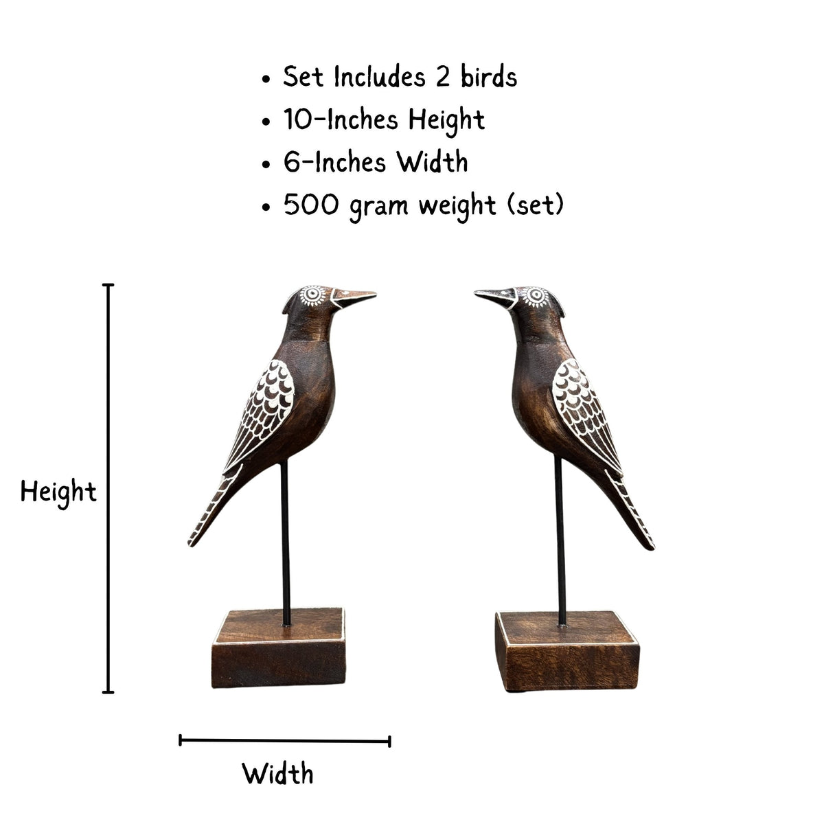 Wooden Giraffe or Bird Set - Hand-Painted Mango Wood Pair
