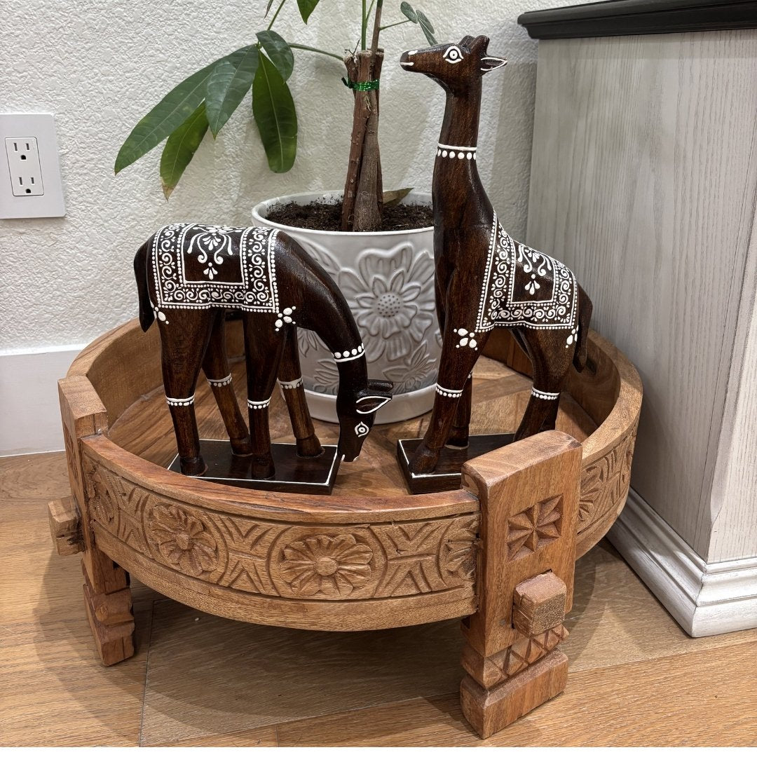 Wooden Giraffe or Bird Set - Hand-Painted Mango Wood Pair