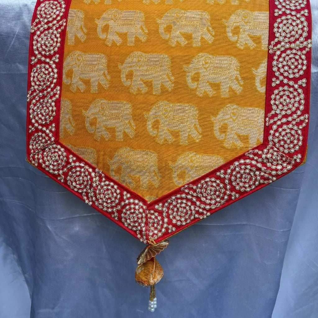 Silk Table Runner - Elephant & Floral, 78 or 108 Inch