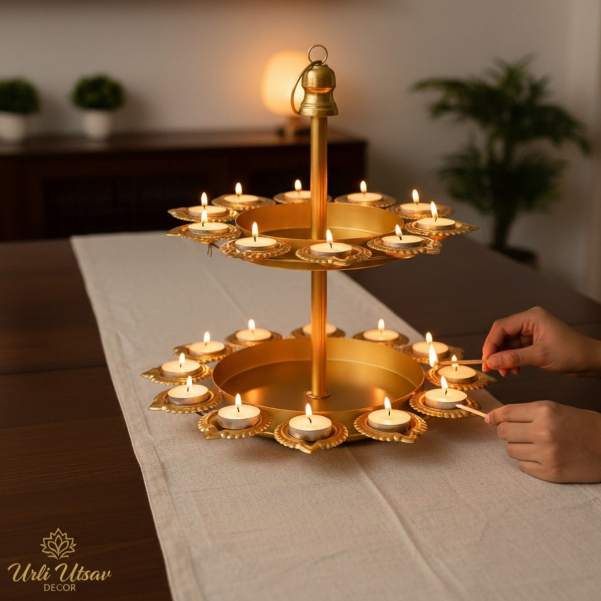 Two Layer Diya Urli - 18 Candle Holders