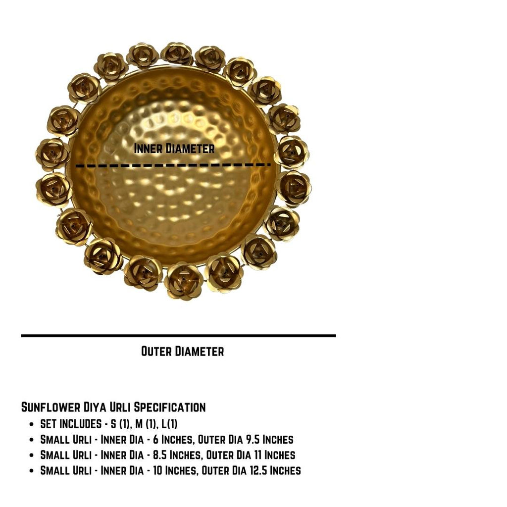 Rose Rim Urli Bowls – Set of 3 Compact Gold Urlis
