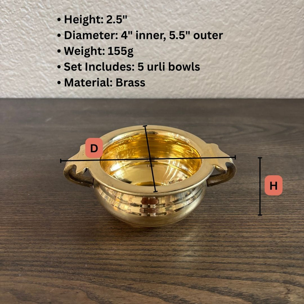 Set of 5 Brass Mini Urli - Prasad Bowl