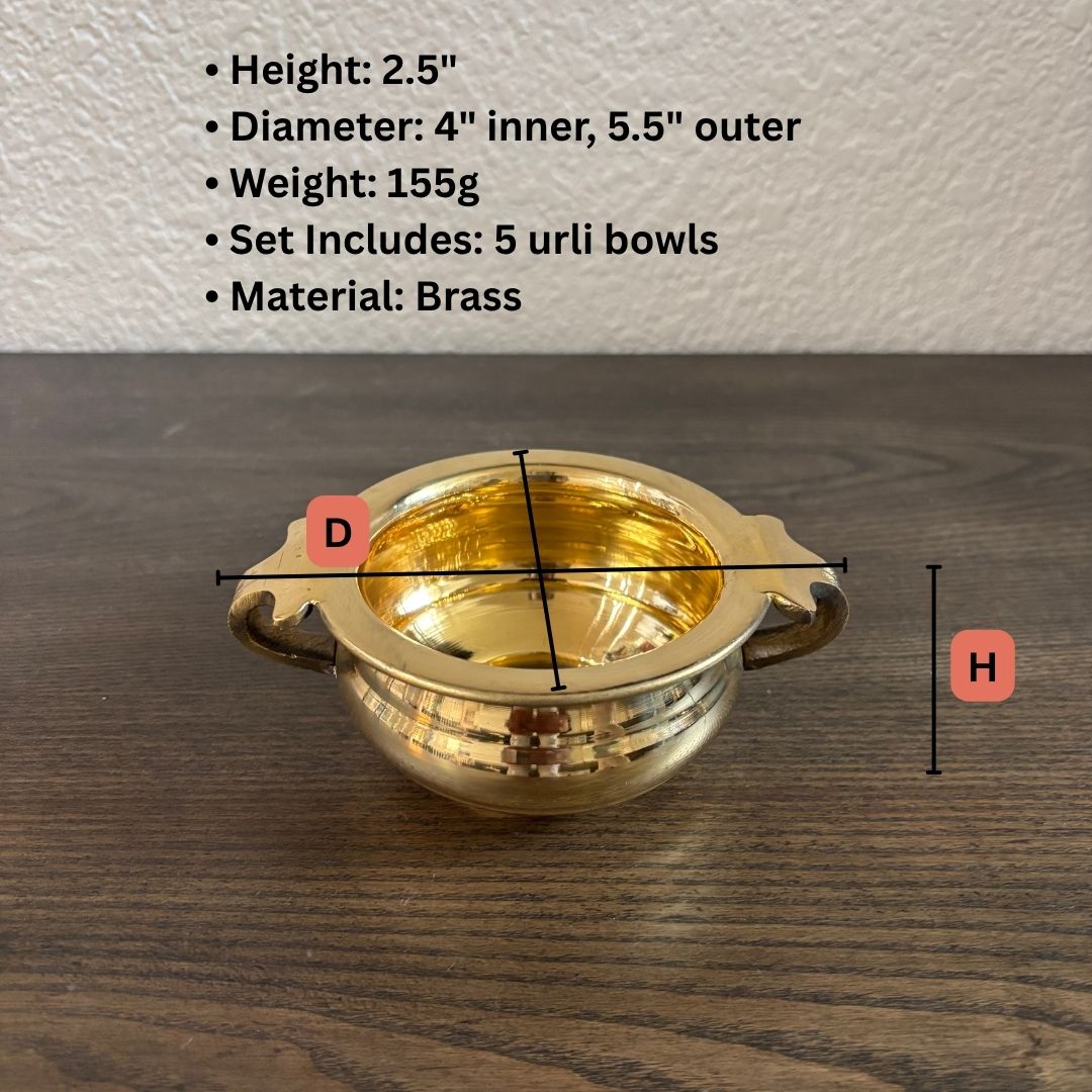 Set of 5 Brass Mini Urli - Prasad Bowl