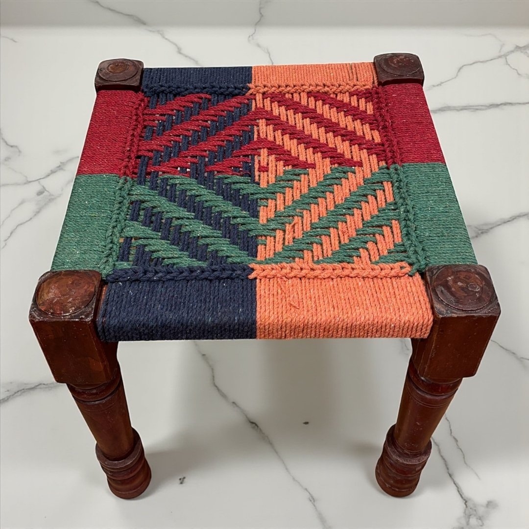 Charpai Rope Stool - Boho Dressing Stool, 9 Colors