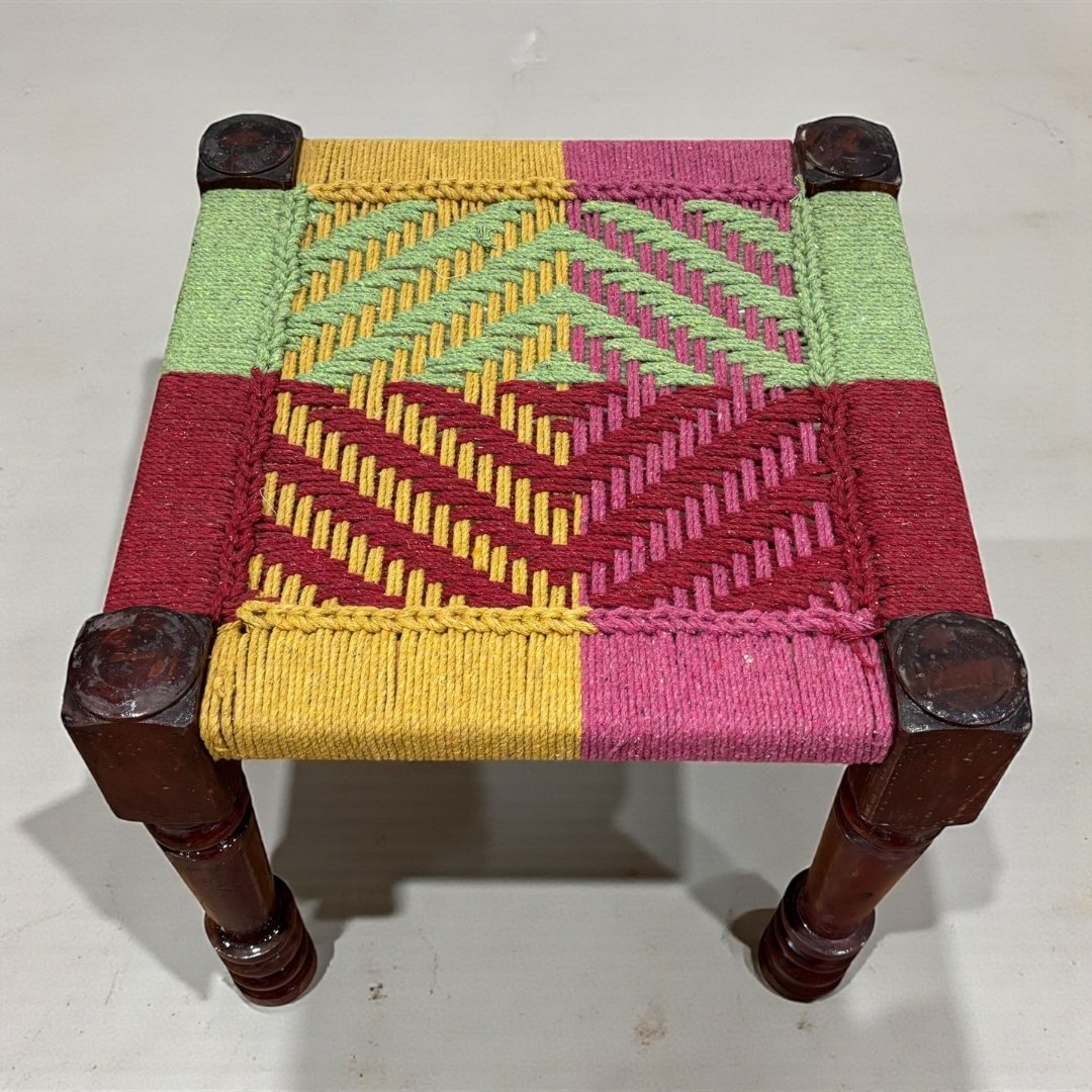 Charpai Rope Stool - Boho Dressing Stool, 9 Colors