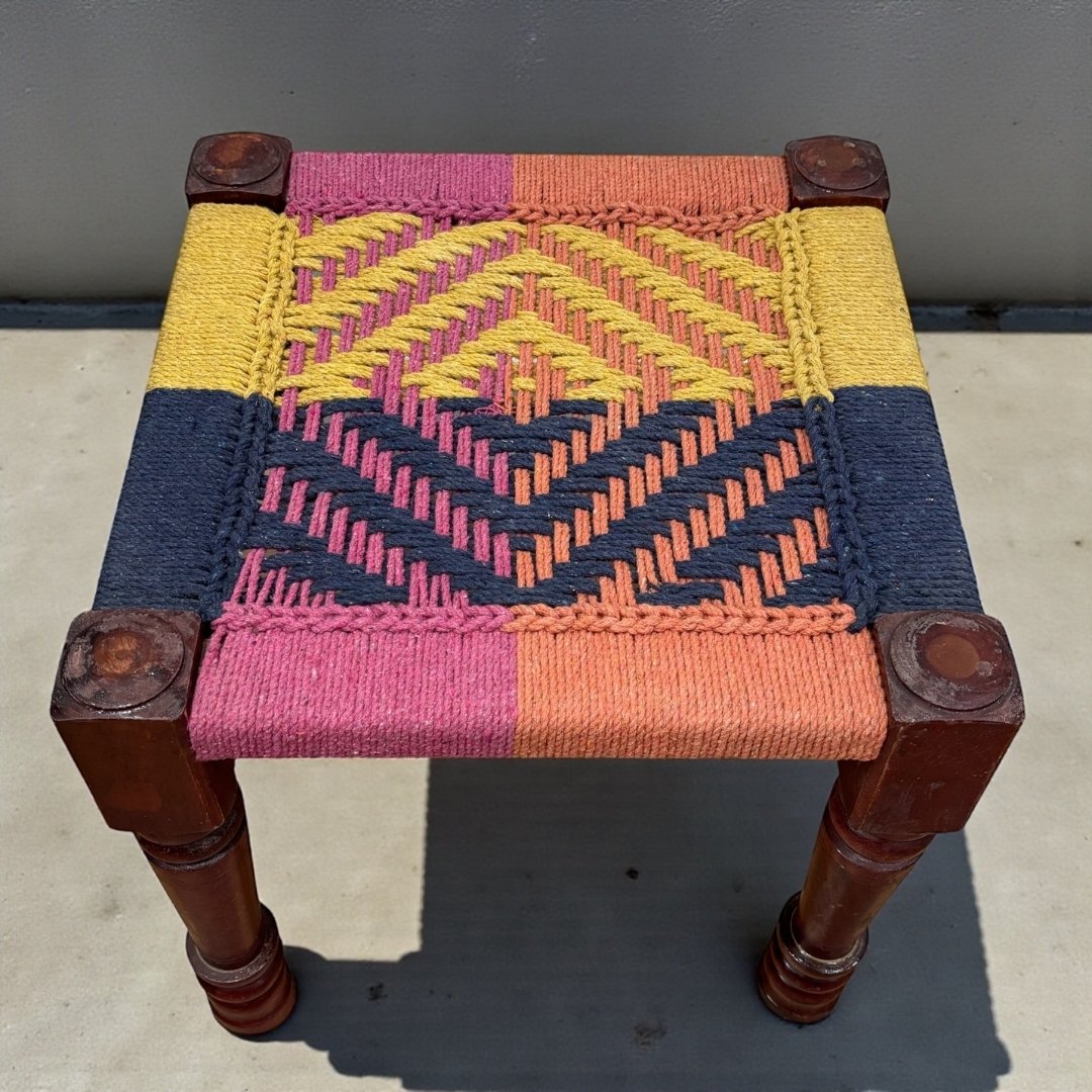 Charpai Rope Stool - Boho Dressing Stool, 9 Colors