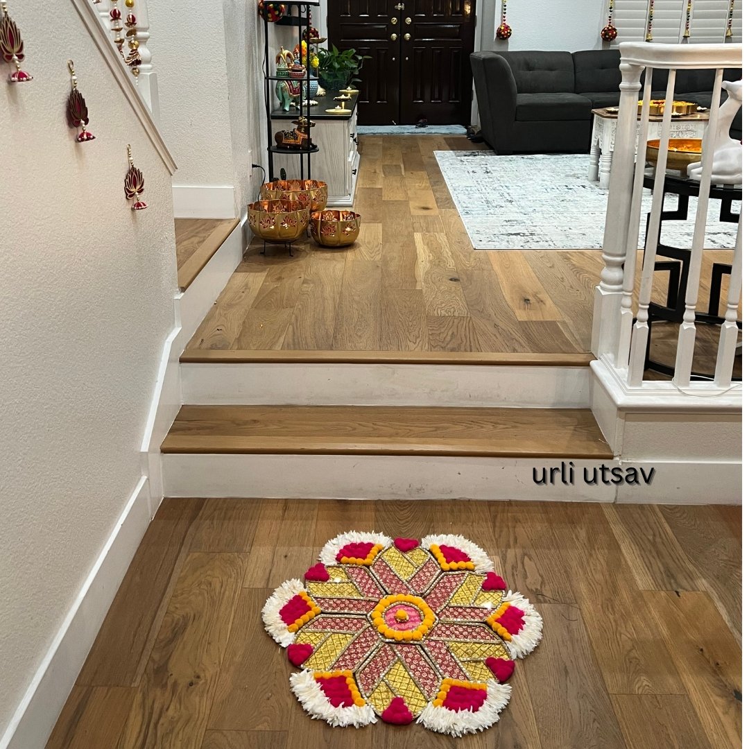 Rangoli Set with Pom Poms & Mirrors - Trishul or Hexagon