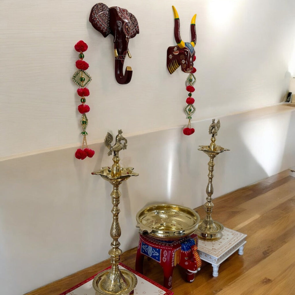 Brass Kuthu Vilakku Nilavilakku - Tall Samai Oil Lamp, 4 Sizes