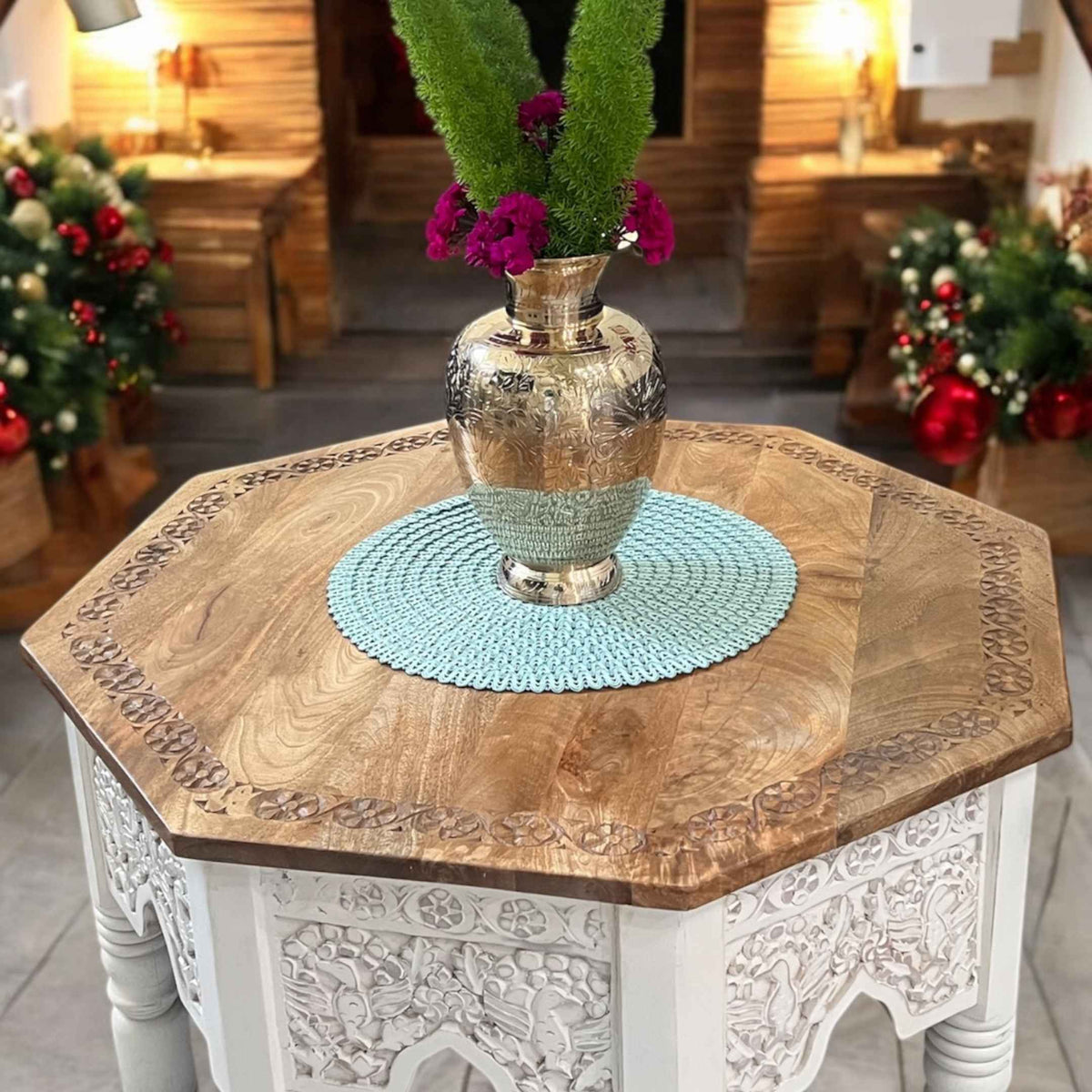 Handmade Brass Vase - 11.5in Tall, Hand-Engraved Gold Tone