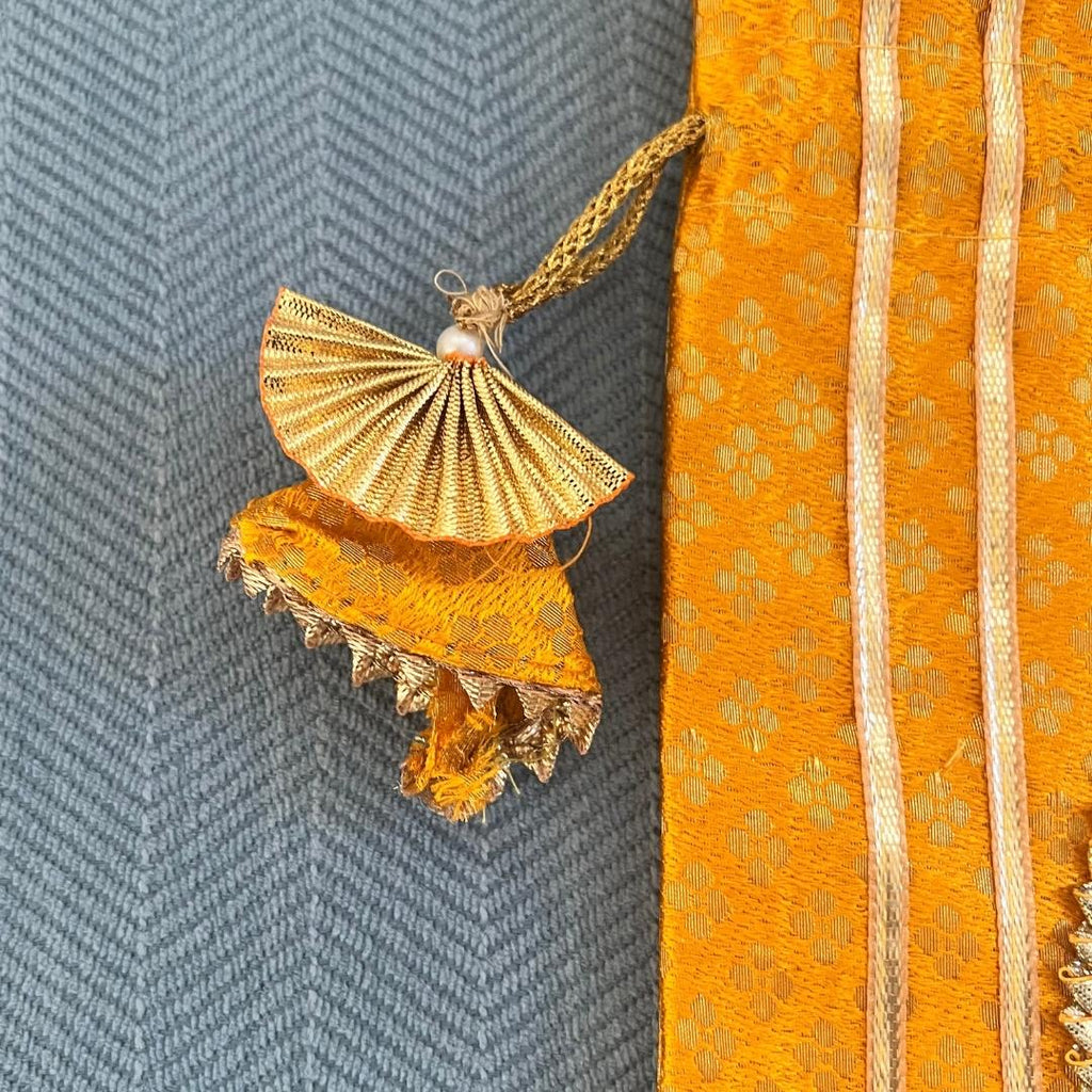 Pearl Potli Bags - Set of 2 Bandhani Pouches with Pearl Straps